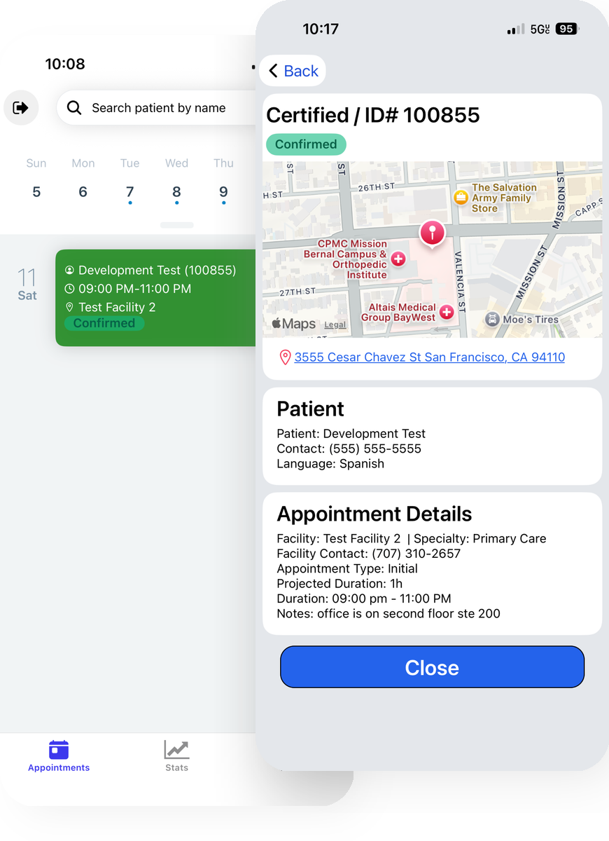 InterpreFi calendar and map views
